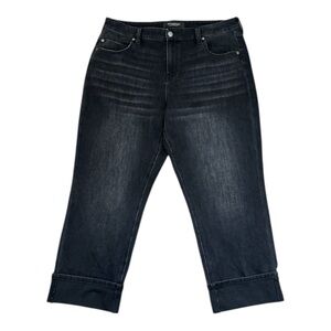 Liverpool Jeans Rolled Ankle Stretch High Rise Herington Black/Gray Size 14/32P